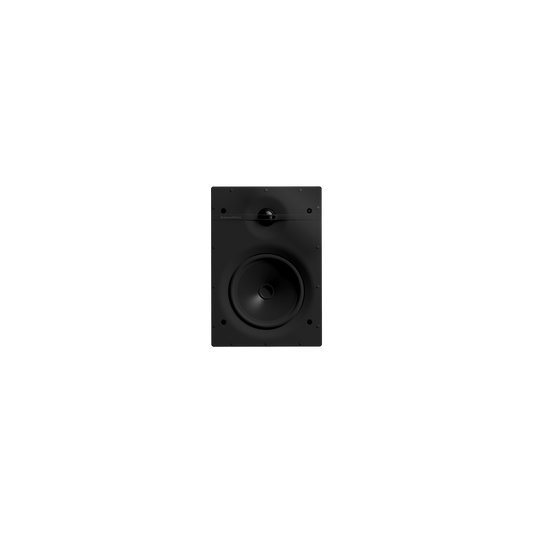 Der Bowers & Wilkins CWM362 Wandeinbaulautsprecher Stück in Weiß, rechteckig designt mit sichtbarem Woofer und Tweeter, steht vor weißem Hintergrund und demonstriert beeindruckende Klangqualität.