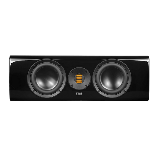 Der Elac Solano CC 281.2 Centerlautsprecher in Schwarz Hochglanz ist mit zwei Tieftönern und einem kompakten, rechteckigen Hochtöner ausgestattet und bietet eine stilvolle Leistung, die ideal für jedes Heimkino ist.