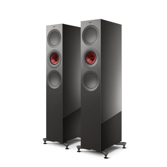 Die KEF R7 Meta Standlautsprecher Paar sind hohe, moderne Lautsprecher in Titanium Gloss, die mit drei kreisförmigen Treibern und einem zentralen Uni-Q® Treiber für eine verbesserte Audioleistung ausgestattet sind.