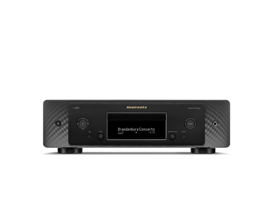 Der Marantz CD 50n CD-Player in Schwarz verfügt über HEOS® Built-in, ein digitales Display mit Brandenburg Concerto sowie Steuerknöpfe und Tasten an der Front für hochauflösende Aufnahmen.