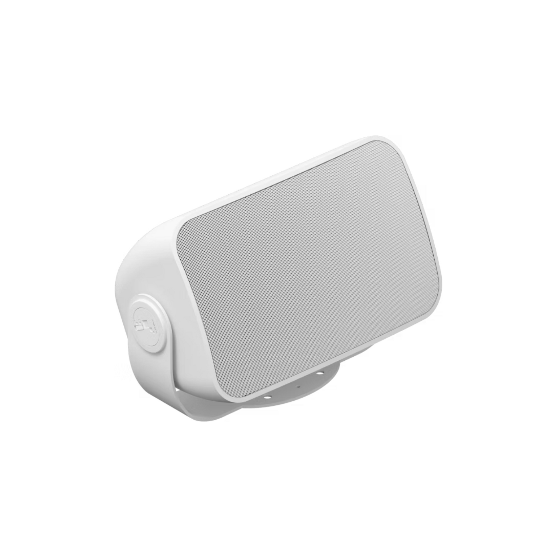 Der Sonos Outdoor Speaker von Sonos und Sonance Paar verfügt über ein weißes, rechteckiges, kabelloses Design mit abgerundeten Kanten, einem perforierten Frontgitter und seitlichen Bedientasten - für das bekannte Sonos-Klangerlebnis in jedem Außenbereich.