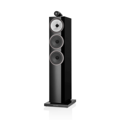 Der Bowers & Wilkins 703 S3 Standlautsprecher Stück ist ein hoher, schwarzer Standlautsprecher mit Tweeter-on-Top, Aerofoil-Profil-Tieftöner und einem entkoppelten FST™ Continuum-Mitteltöner vor einem schlichten Hintergrund.