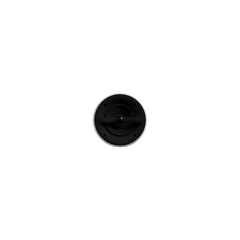 Ein weißer, runder Bowers & Wilkins CCM362 Wandeinbaulautsprecher steht von vorne gesehen mittig auf einem schwarzen Hintergrund. Der minimalistische Stil und der hohe Kontrast unterstreichen seine erstklassige Klangqualität.