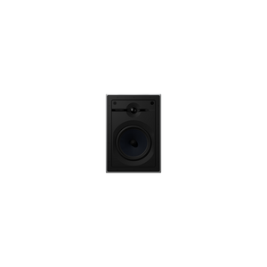 Ein weißer Bowers & Wilkins CWM663 Wandeinbaulautsprecher mit rundem Woofer und kleinem Tweeter, entworfen für kristallklaren Klang und präzises Klangerlebnis.