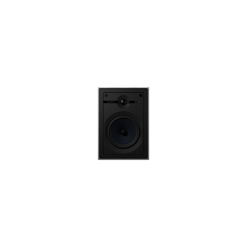 Ein weißer Bowers & Wilkins CWM663 Wandeinbaulautsprecher mit rundem Woofer und kleinem Tweeter, entworfen für kristallklaren Klang und präzises Klangerlebnis.