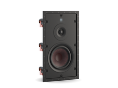 Der Dali PHANTOM H-60 R Einbaulautsprecher in Weiß ist ein rechteckiger Einbaulautsprecher mit zwei sichtbaren Treibern und roten Montagehaltern - ideal für hochwertige Audio-Installationen.