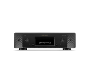 Der Marantz CD 50n CD-Player in Schwarz verfügt über HEOS® Built-in, ein digitales Display mit Brandenburg Concerto sowie Steuerknöpfe und Tasten an der Front für hochauflösende Aufnahmen.