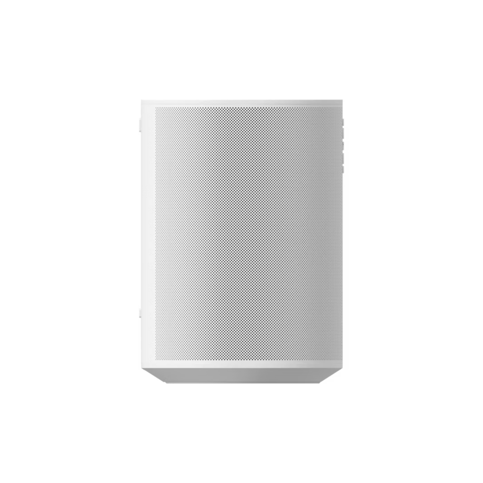 Der Sonos Era 100 Smart Speaker ist ein weißer, rechteckiger, kabelloser Lautsprecher mit minimalistischem Design, Bluetooth-Konnektivität, glatten Kanten und einem perforierten Frontgitter, das vor einem schlichten weißen Hintergrund steht.