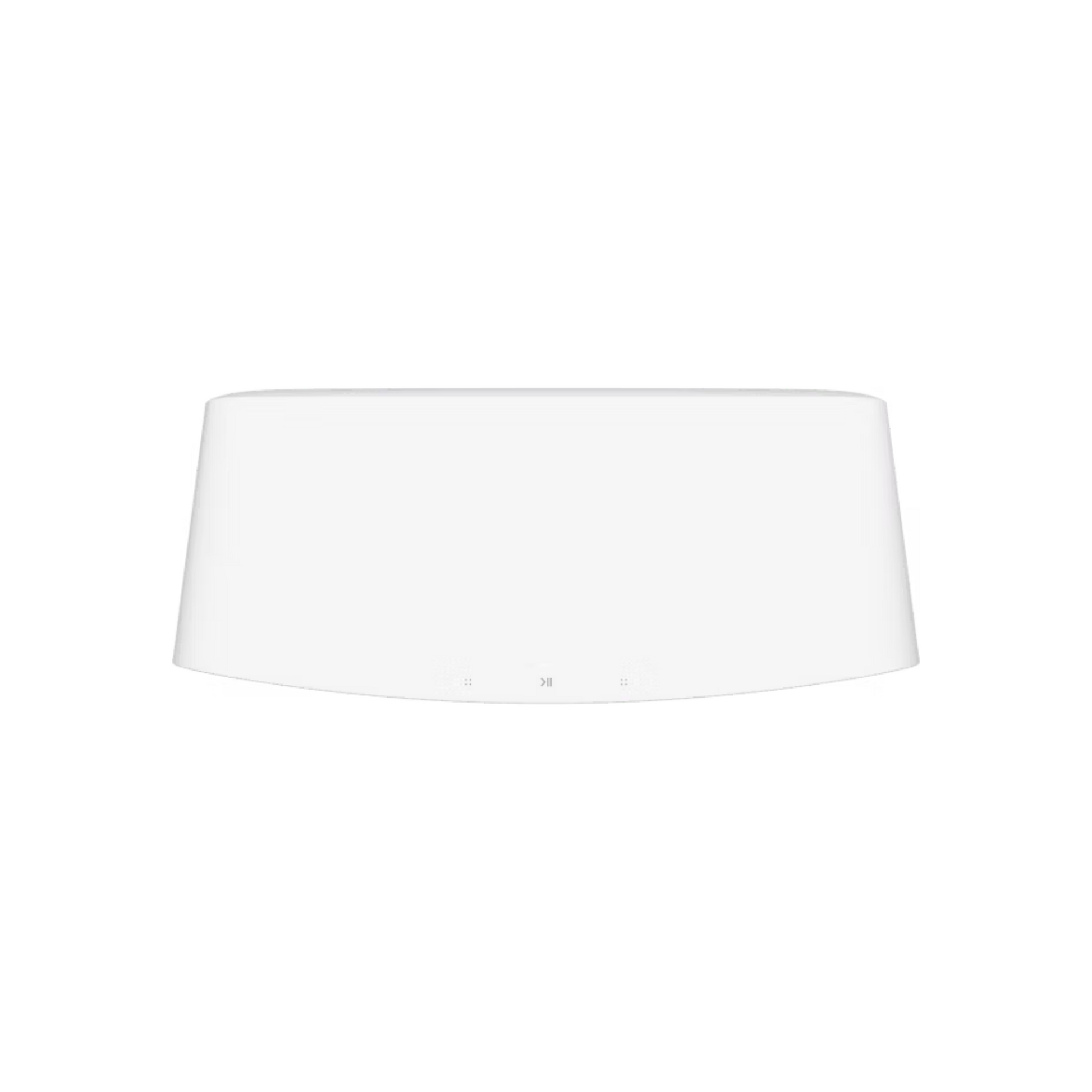 Der Sonos Five Smart Speaker hat ein schlankes, weißes, ovales Design mit drei LED-Anzeigen auf der Vorderseite. Sein minimalistischer Look kommt ohne sichtbare Tasten oder Antennen aus - perfekt für das Streaming von hochauflösendem Audio und den Genuss von sattem Stereoklang.