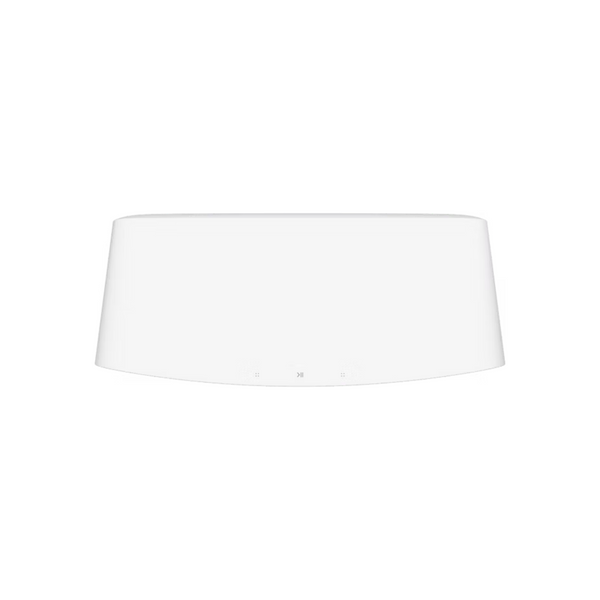 Der Sonos Five Smart Speaker hat ein schlankes, weißes, ovales Design mit drei LED-Anzeigen auf der Vorderseite. Sein minimalistischer Look kommt ohne sichtbare Tasten oder Antennen aus - perfekt für das Streaming von hochauflösendem Audio und den Genuss von sattem Stereoklang.