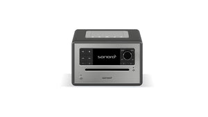Der Sonoro Elite ist ein kompaktes All-in-One Musiksystem in Graphit (matt) - Silber mit digitalem Display, Bedientasten, großem Ziffernblatt, CD-Schacht auf der Vorderseite und Bluetooth-Konnektivität in einem schlanken, modernen Design.